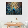 thumbnail image 2 of COMIO  Peacock Canvas Wall Art Vintage Blue and White Peacock Feather Painting Picture Artwork for Living Room Kitchen Bedroom Decor, 2 of 4