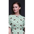thumbnail image 4 of Bimba Robe Longue d'Été en Rayonne à Imprimé Géométrique Feuilles/fleuri et Losanges, Manches Kimono, Fente, Grande, 4 of 6