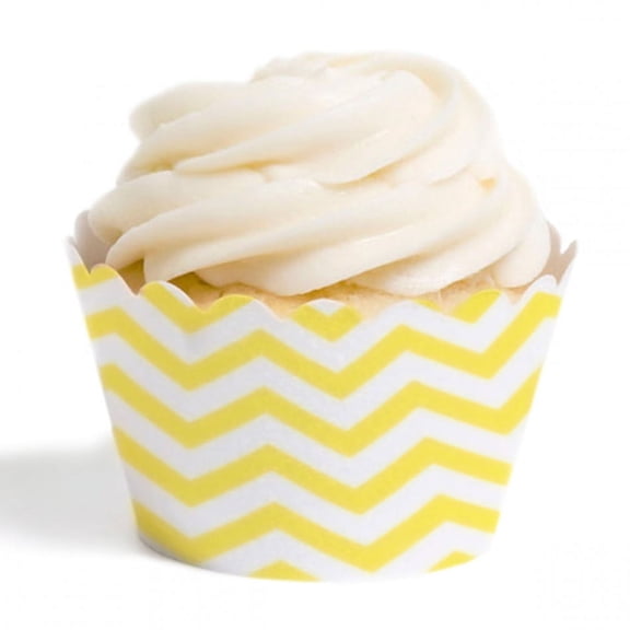 Dress My Cupcake Standard Cupcake Wrappers, Chevron, Yellow, Set of 12