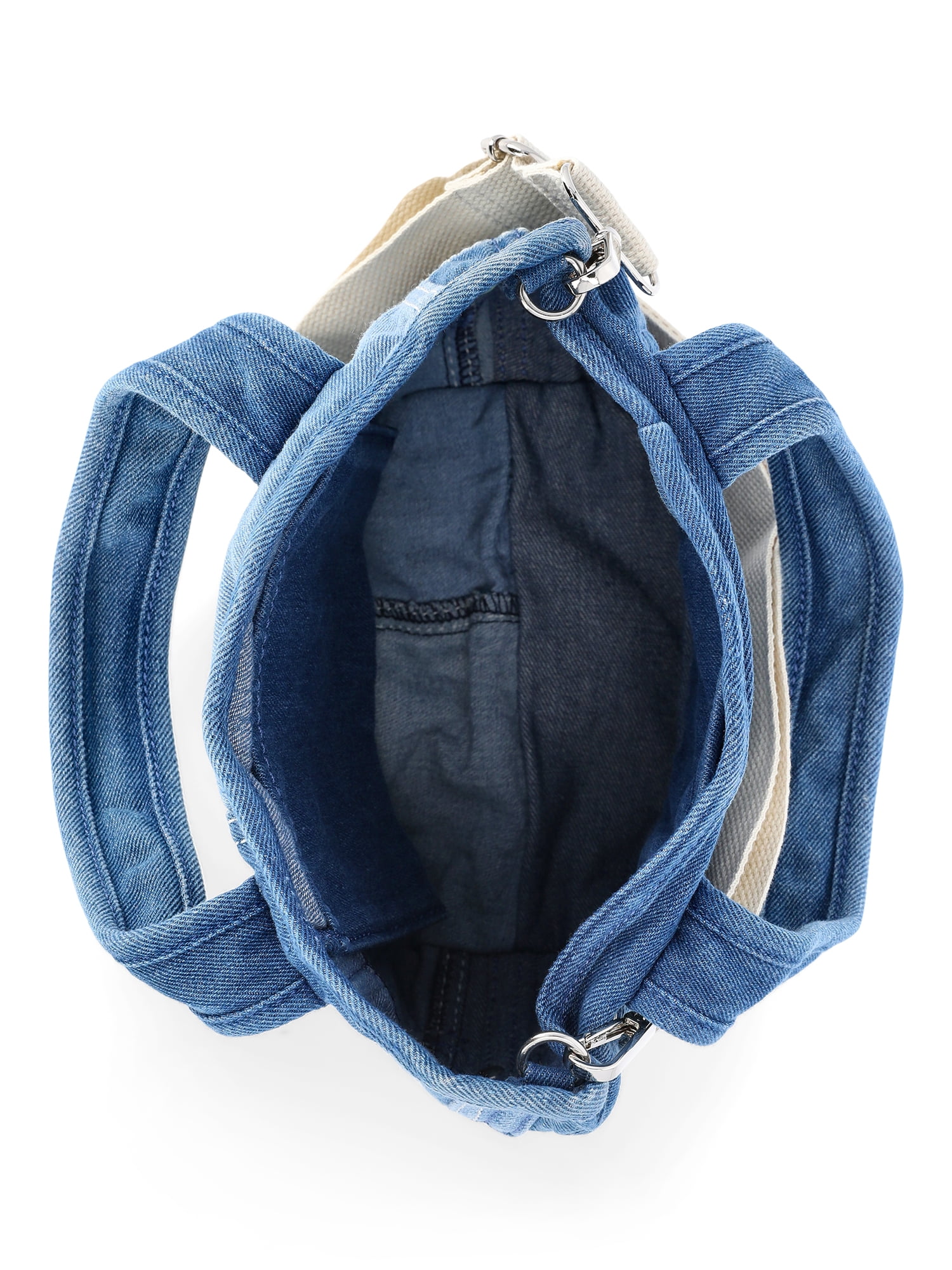 No Boundaries Denim Mini Tote Bag, Women's, Patchwork