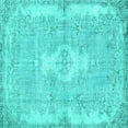 thumbnail image 1 of Ahgly Company Machine Washable Indoor Square Persian Turquoise Blue Bohemian Area Rugs, 4' Square, 1 of 4