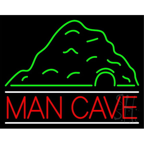 Man Cave LED Neon Sign 24 x 31 - inches, Clear Edge Cut Acrylic Backing, with Dimmer - Bright and Premium built indoor LED Neon Sign for Bar decor.