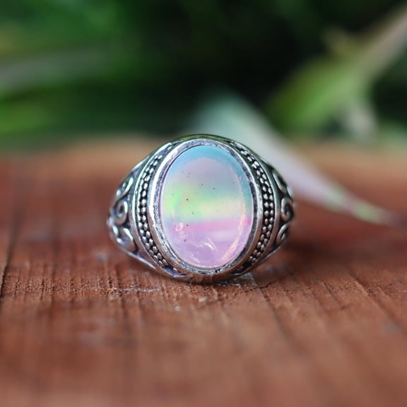 Pink Aura Opal Ring, 925 Sterling Silver Ring, Handmade Jewelry, Oval Cut Gemstone, Designer Band Ring Minimalist Ring, Handmade Pretty Ring
