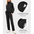 thumbnail image 5 of Women's 2Pc Full Zip Tracksuit, 4 Way Stretch with Reflective Stripes & Zipper Pockets for Golf Running Gym Black S, 5 of 9