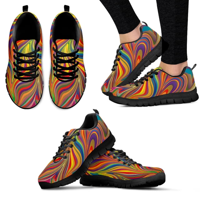 Zapatos de diseño psicodélico de colores de moda, zapatillas de tejido de punto con suela gruesa, zapatos ligeros para exteriores, zapatos de baloncesto