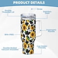 thumbnail image 5 of Picia Cute Cow Print Sunflower D Pattern 40oz Ice Bully Insulated Tumbler with Handle, Double-Wall Stainless Steel Cup, Leak-Proof Lid and Straw, 5 of 8