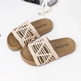 thumbnail image 4 of Girls Kids Woven Slide Sandals Breathable Lightweight Non Slip PU Sole Summer Beach Shoes Beige,Size 6 T, 4 of 9