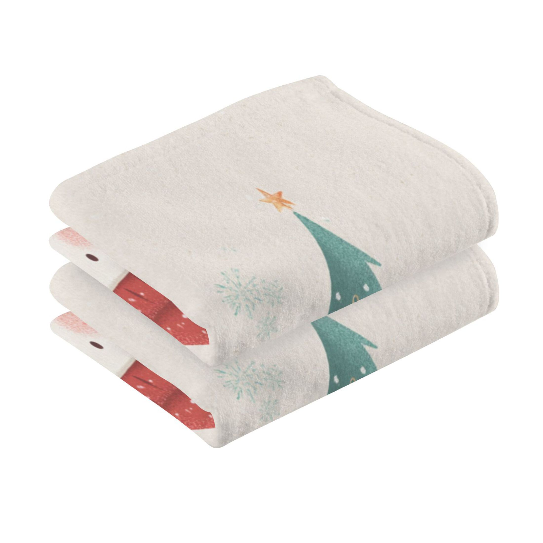 Cotton Towel Two-Piece 16x28 Inch One Sizex2 Face Towel Set Towel Set Cotton Hand Bath Towel Bathroom Beach Watercolor Christmas Snowman