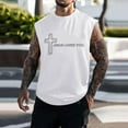 thumbnail image 2 of Baqcunre Tank Tops Men Mens Outdoor Fitness Loose Summer Leisure Printed Sports Hooded Tank Top Sweatshirts For Men Tops For Men White S, 2 of 4