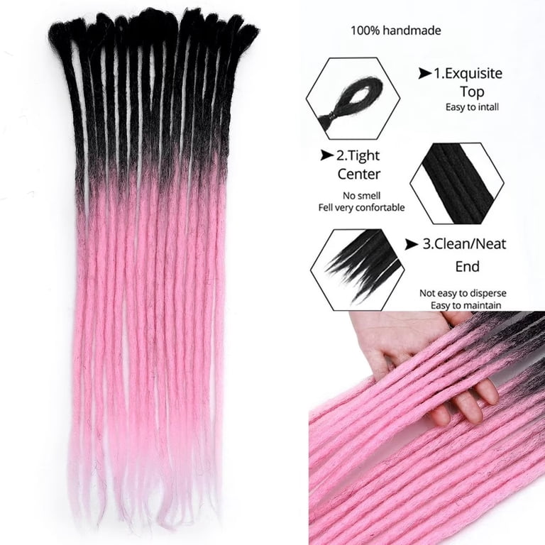90 Pink & Black Dreads Dreadlocks Hair Extensions Pink and Black Soft Locs Love ?? | TikTok main image 2