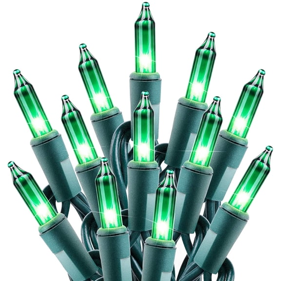 PLERISE St. Patrick's Day Mini String Lights 100 Count 27 Feet, Detachable Incandescent Green Fairy Lights, Waterproof Plug-In Indoor Outdoor Party Patio Christmas Decoration, Green Wire