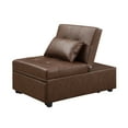 thumbnail image 2 of Powell Boone Convertible Sofa Bed, Brown Faux Leather Fabric, 2 of 14