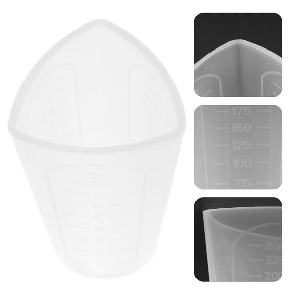 KHBUAB 1Pack Triangle Silicone Measuring Cup for Mixing Liquids and Epoxy Resin Handling White 12X8.5cm