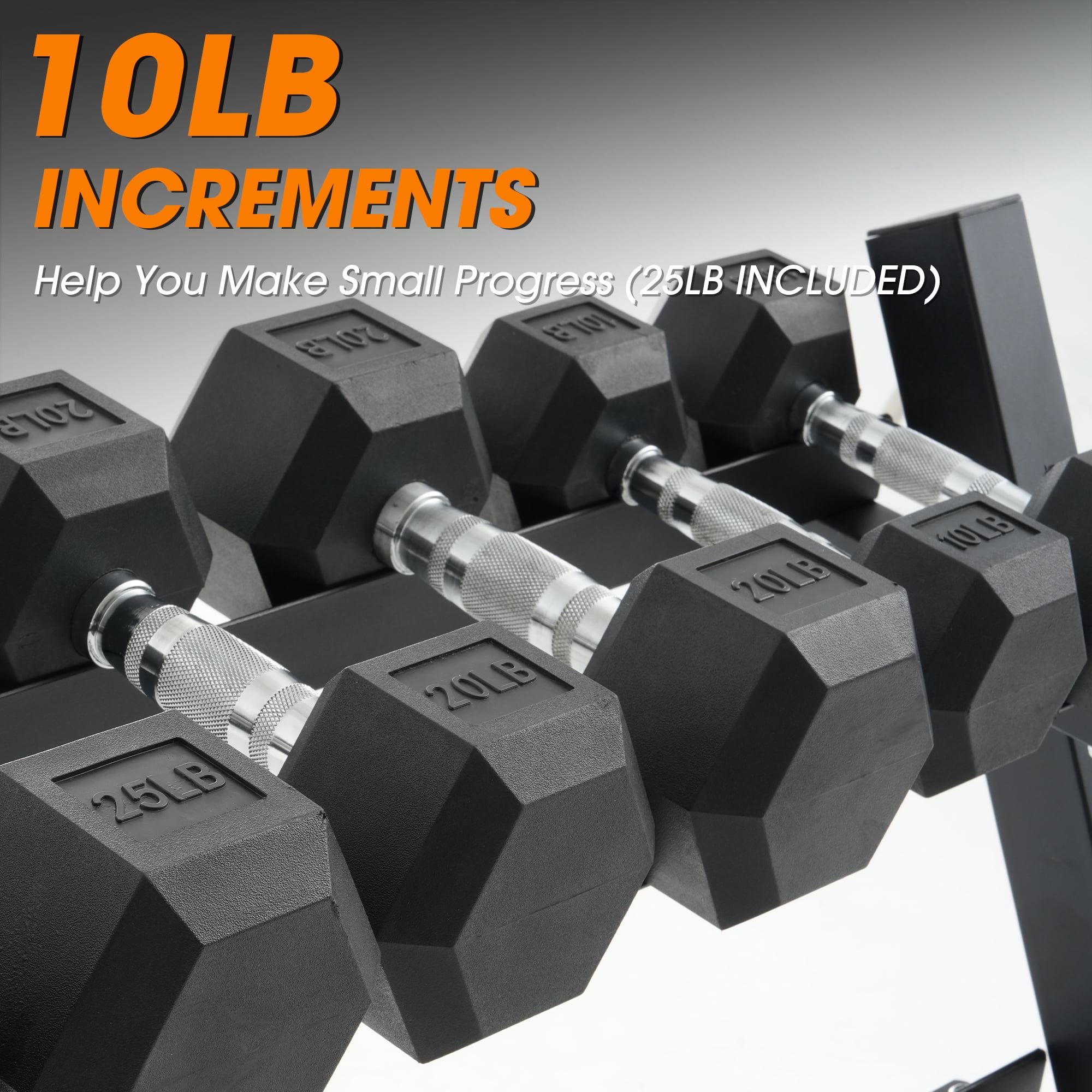 Mikolo Rubber Hex Dumbbell Set with Racks, Option in 350lbs, Strength Training Weight Set Home Gym
