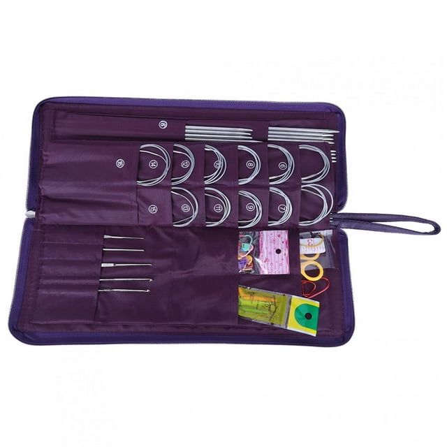 Straight Circular Knitting Needles,New 104Pcs Steel Straight Knitting Needle Tool Knitting Tool Set Reliable and Durable