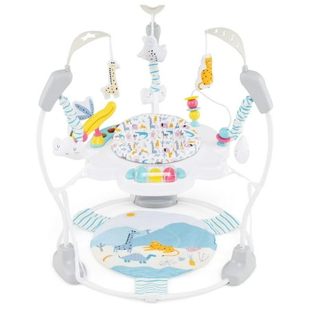 INFANS Baby Activity Center,3 in 1 Play Center Jumpers and Bouncers with Music, Lights, Interactive Toys, 360°Rotating Seat, 3 Adjustable Heights, Exersaucer Learning Toys for Baby 6-12 Months (Blue)