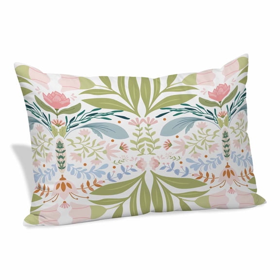 Boho Green Flower Pillow Covers King, Botanical Watercolor Leaf Floral Soft Brushed Microfiber Breathable Throw Pillow Covers, Pillowcase with Zipper for Couch Sofa Bedroom Living Room 20"x36"