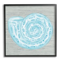Stupell Industries Fish Patterned Seashell Spiral Shell Sea Life Graphic Art Black Framed Art Print Wall Art, Design by Ziwei Li