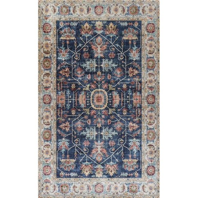 Momeni KARACKAR-9NVY5080 5 x 8 ft. Karachi Machine Made Traditional Rectangle Area Rug, Navy