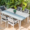 thumbnail image 2 of Blue Striped Table Cloths for 3 Foot Rectangle Tables, Abstract Modern Geometric Stripes Patio Waterproof Elastic Fitted Tablecloths, Washable Rectangular Table Cover for Camping, 2 of 8