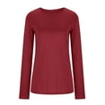 thumbnail image 4 of Shirts for Women Sawvnm Women's Fashion Solid Loose Long Sleeve T-shirt Pullover Tops, 4 of 6