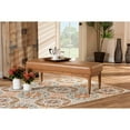 thumbnail image 5 of Arvid Mid-Century Modern Tan Faux Leather Upholstered and Walnut Brown Finished Wood Dining Bench, 5 of 5