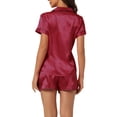 thumbnail image 3 of Conjuntos de pijama para mujer INSPIRE CHIC, camiseta de manga corta con botones y pantalones cortos, conjuntos de lounge M Corazón Rojo, 3 of 6