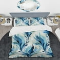 thumbnail image 2 of Designart "Breezy Coastal Ikat In Blue And White" Ikat Bedding Covert Set - Victorian Bed Set With 1 Sham, 2 of 5