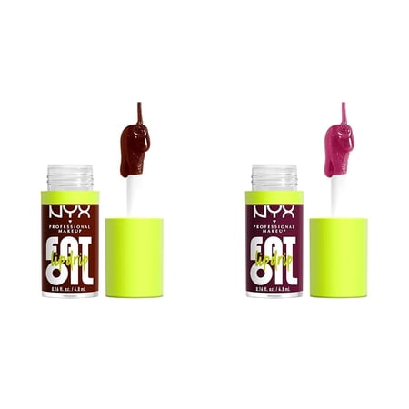 Nyx Professional Makeup Fat Oil Lip Drip Gloss Bundle - Status Update (Rich Chocolate) & That,S Chic (Deep Berry)