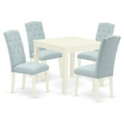 Kingfisher Lane 5-piece Wood Dining Set in Linen White/Baby Blue