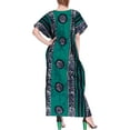 thumbnail image 3 of HAPPY BAY Women's Summer Relaxed Fit Caftan House Sleep Shirt Loungewear Dashiki Dresses for Women 3X-4X Floral, Green, 3 of 3