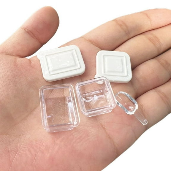 Lunch Box & Spoon Plastic Mini Model Kit Micro Landscape Dollhouse Accessories Pretending Prop Decorations Clear 25x20x12mm