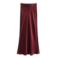 thumbnail image 5 of Red Skirts for Women Spring Summer Skirts Satin Skirt High Waisted Maxi Cocktail Party Wedding A Line Long Skirts Maxi Skirt, 5 of 5