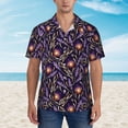 thumbnail image 2 of Bingfone Men's Short Sleeve Button Down Shirts Hawaiian Lavender Flowers Printed Beach Shirt, 2 of 7