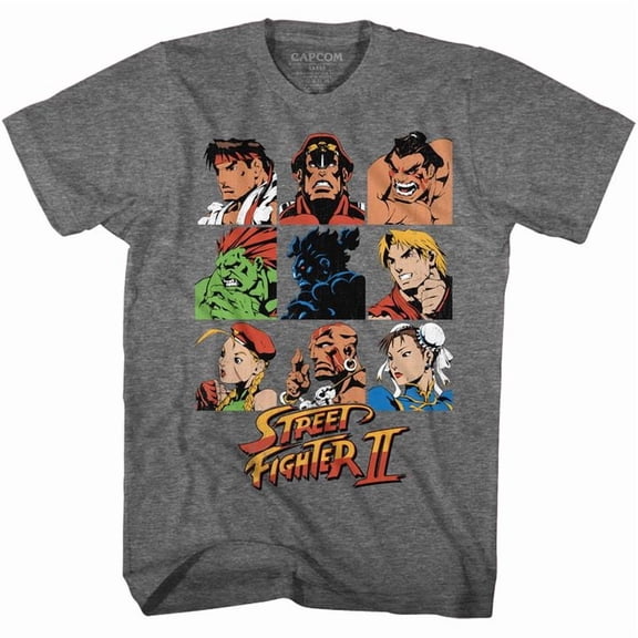 Street Fighter Sf2Shdrcast Graphite Heather Adult T-Shirt 5Xl