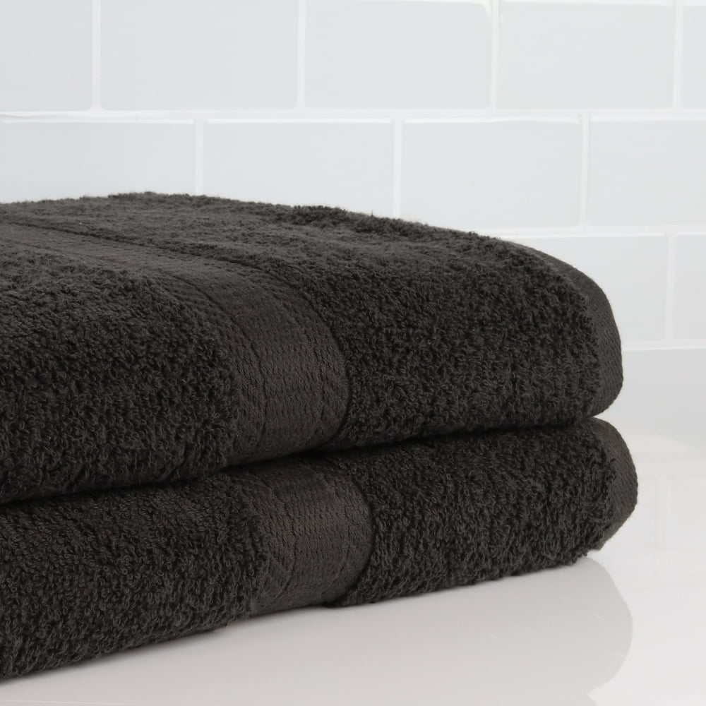 Mainstays Basic Solid 2Piece Bath Sheet Set, Rich Black