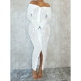 thumbnail image 5 of Women’s White Off-the-Shoulder Floor-Length Dress – Long Sleeve Elegant Summer Evening Gown with Slit, Plus Size Available, 5 of 8