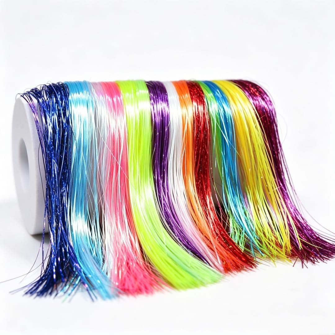15 Colors Flash Fly Tying Materials Holographic Flashabou Tinsel Sparkle String DIY Fly Tying & Lure Making Supplies for Freshwater Saltwater Streamer Tube Fly Jig Crafting