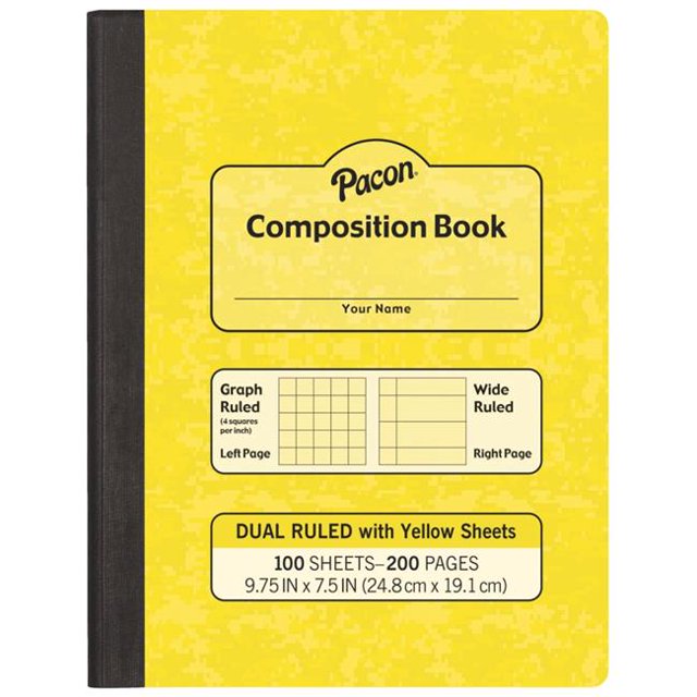 Pacon 1591014 Pacon Dual Ruled Composition Book, Yellow, 9.75 x 7.5 in. - 200 pages