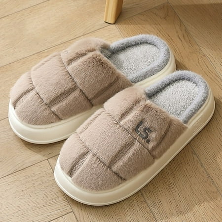

CoCopeanut Luxury Fuzzy Home Slippers Women Winter Platform Shoes Slides Thick Fur Warm Plush Slippe Indoor Outdoor Fluffy Lazy Household