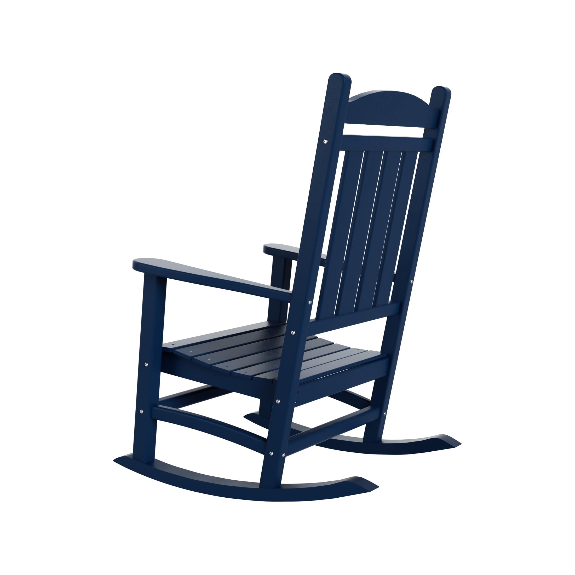 GARDEN Set of 2 Classic Plastic Adirondack Porch Rocking Chairs, Navy Blue