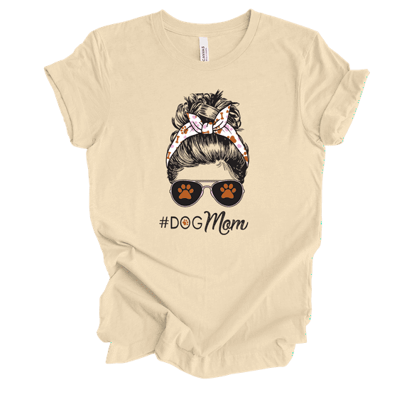 Hashtag Dog Mom Mother's Day Furmom Dog Lover Pet Parent Short Sleeve Ladies Graphic T-Shirt-Soft Cream-xl