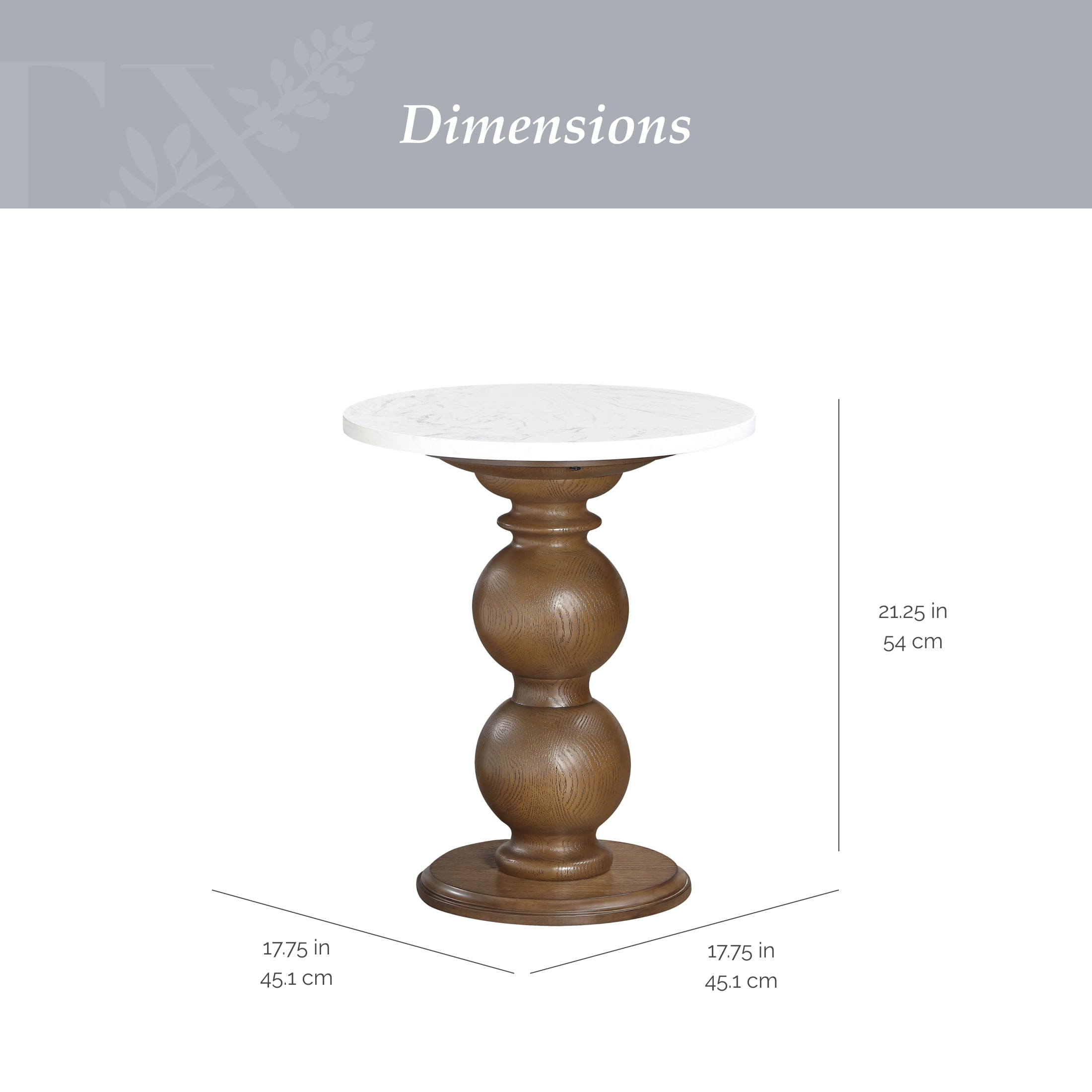 My Texas House Vivienne Marble Top End Table