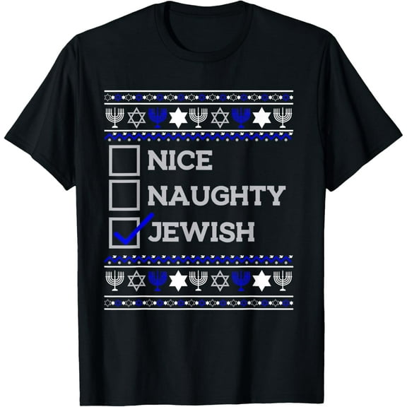 Nice Naughty Jewish Christmas Hanukkah Santa Claus List Gift T-Shirt