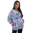 thumbnail image 7 of Xoenoiee Mermaid Scales Print Women Oversized Long Sleeve Shirt Crewneck Pullover Tops Drop Shoulder Y2K Preppy Sweatshirt Fall Clothes, Size L, 7 of 7