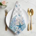 thumbnail image 2 of Blue Coastal Cloth Napkins, Summer Beach Nautical Coral Starfish Plaid Washable and Reusable Dinner Napkins Set of 2, Table Napkin for Kitchen Party Birthday Wedding Hotel Housewarming 20"x20", 2 of 9