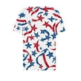 thumbnail image 4 of Cmfcve Patriotic Shirts for Women V-Neck Button 4th of July Blouse Short Sleeves Flag Printed Pullover T-Shirt, 4 of 5