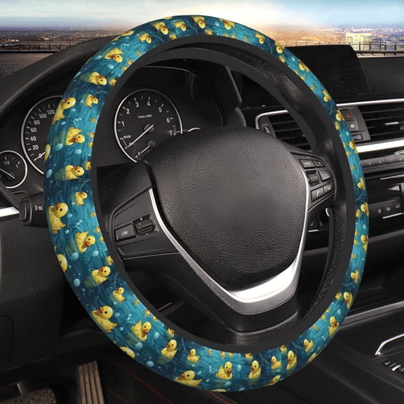 Steering Wheel Cover Anti-Slip Elastic Car Protective Universal 15 Inch Fit for Vehicles Auto SUVs , Rubber Duck Cool Yellow Ducks