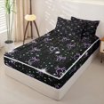 thumbnail image 2 of Homewish Purple Bowknot Zipper Full Size Comforter Sets with Fitted Sheet and 2 Pillowcases,Watercolor Cute Rhombus Pattern Zipper Bedding Set For Kids Girl,Black Reversible,4 Pieces, 2 of 7