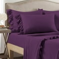 thumbnail image 2 of 4 Piece Corner Ruffle Sheet Set, 3" Inch Corner Ruffle On Flat Sheet, 15 Inch Deep Pocket, 100% Egyptian Cotton, 800 TC, Full Size, Solid Plum, 2 of 6